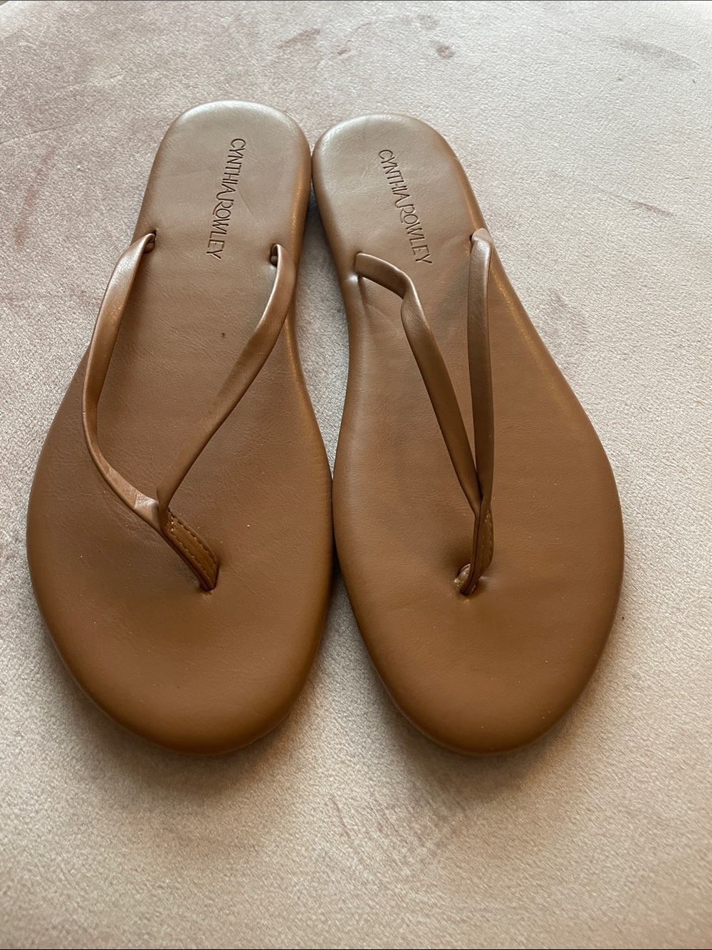 Cynthia Rowley Tan Slip-On Flip Flop Sandals